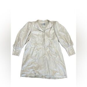 Vintage ivory leather button down collared jacket